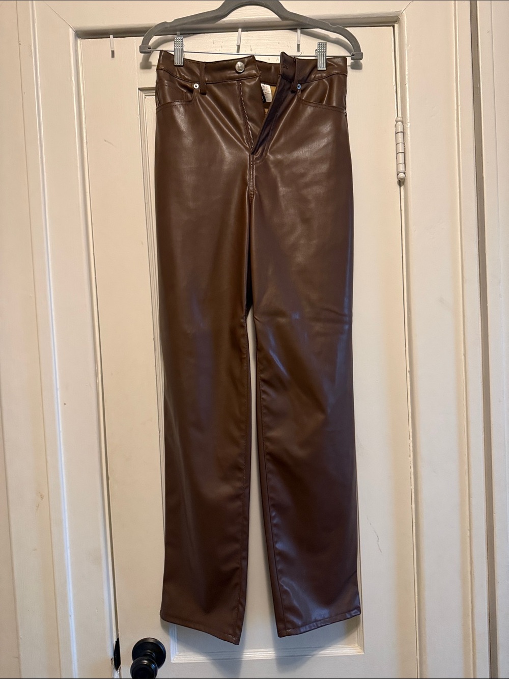 H&M Dark Brown Faux Leather Pants